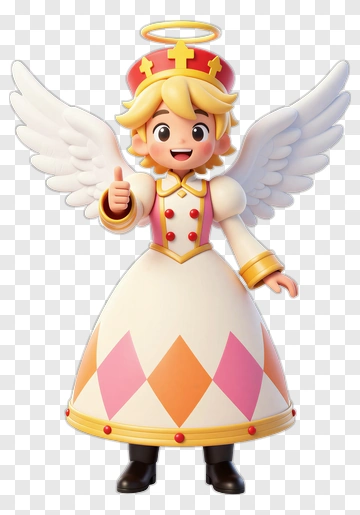 Cartoon Angel With Wings And Crown PNG