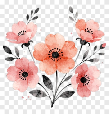 Watercolor Pink Flower Bouquet PNG