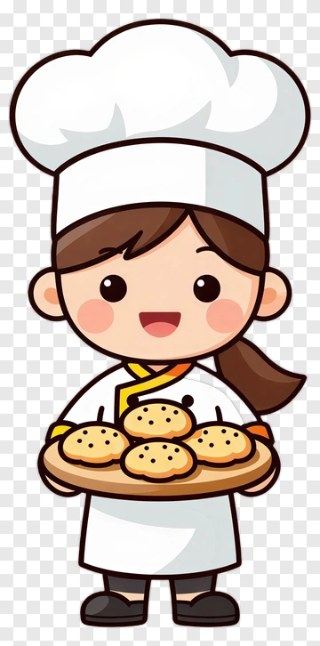 Cartoon Chef Holding A Tray Of Cookies PNG