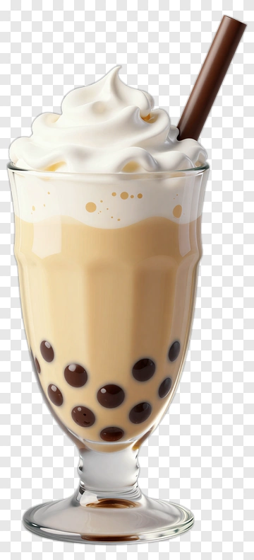 Bubble Tea With Whipped Cream PNG