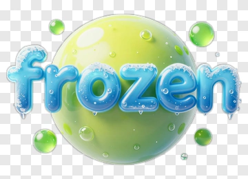 Frozen Text With Bubbles PNG