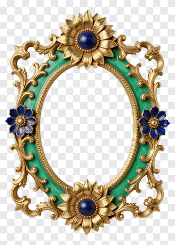 Decorative Gold Frame With Floral Accents PNG