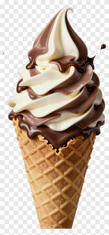 Chocolate And Vanilla Swirl Ice Cream Cone PNG