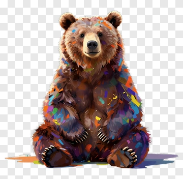 Colorful Bear Sitting PNG
