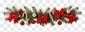 Christmas Decoration With Bows And Ornaments PNG