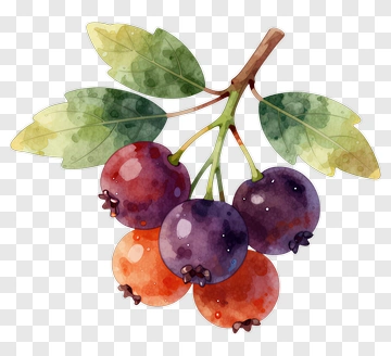 Watercolor Berry Branch PNG