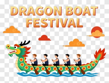 Dragon Boat Festival With Colorful Dragon Boat PNG