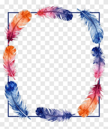Colorful Feather Frame PNG