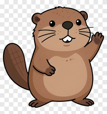 Cartoon Beaver Waving Hello PNG