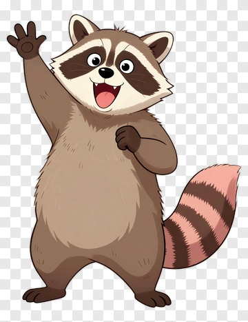 Cartoon Raccoon Waving Hello PNG
