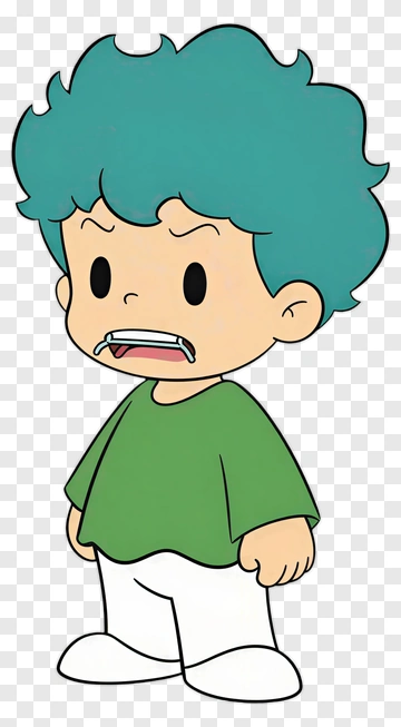 Cartoon Boy With Green Hair PNG