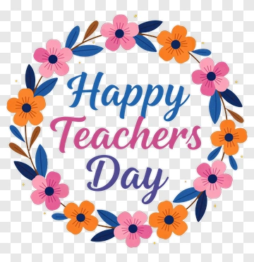 Happy Teachers Day Floral Wreath PNG