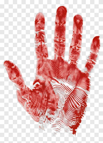 Red Handprint With Fingerprints PNG