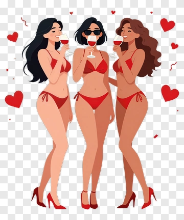 Three Women Celebrating With Drinks PNG