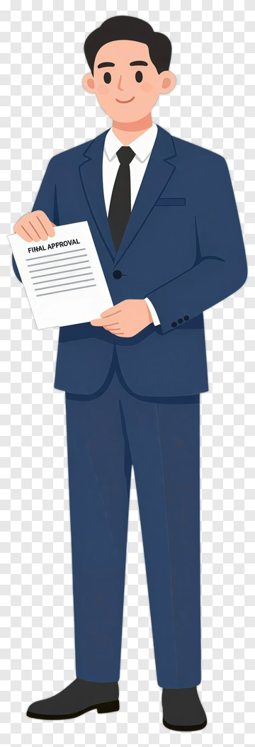 Businessman Holding Final Approval Document PNG