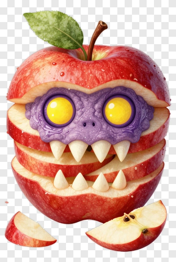 Monster Apple With Purple Face PNG