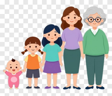 Cartoon Family Standing Together PNG