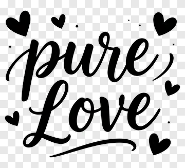Pure Love Text With Hearts PNG