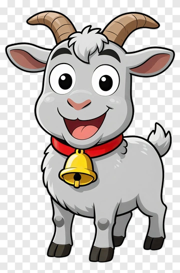 Cartoon Goat With A Bell PNG