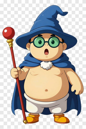 Cartoon Wizard Holding A Staff PNG