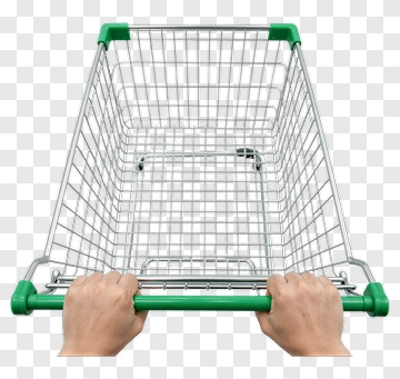 Shopping Cart With Hands Holding The Handle PNG