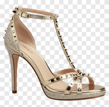 Gold High Heel Sandal With Studs PNG