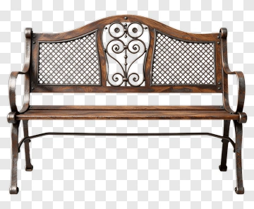 Wooden Park Bench PNG