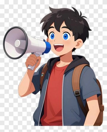 Cartoon Boy Holding A Megaphone PNG