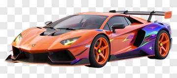 Sports Car With Colorful Design PNG