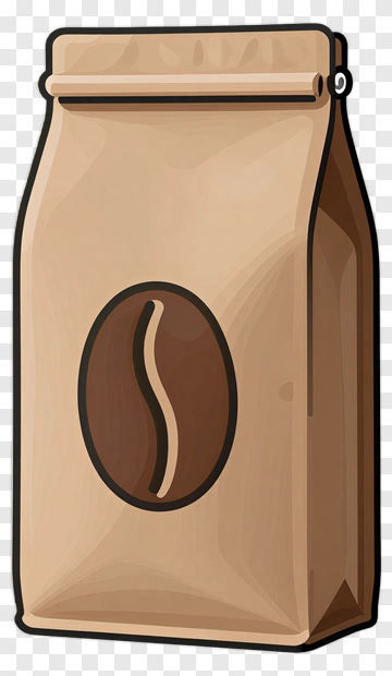 Coffee Bag With Bean Illustration PNG