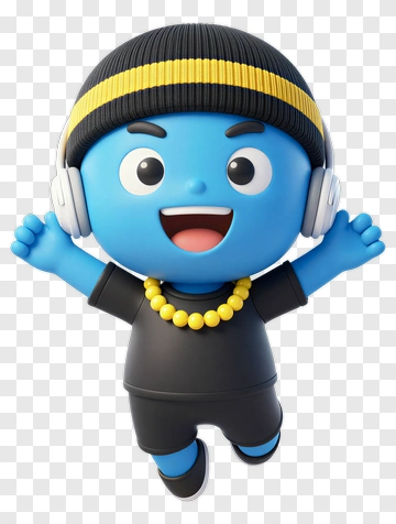 Cartoon Boy Dancing With Headphones PNG