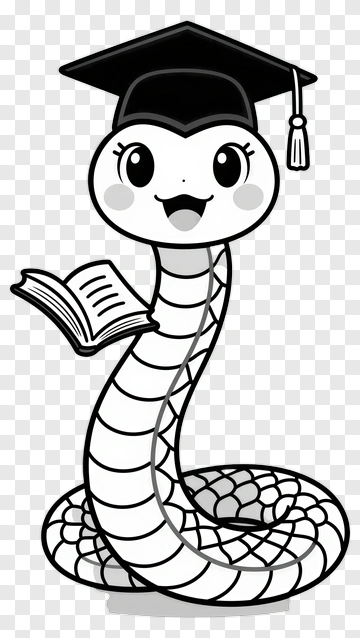 Cartoon Snake Wearing Graduation Cap Holding A Book PNG