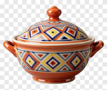 Decorative Ceramic Serving Bowl With Lid PNG