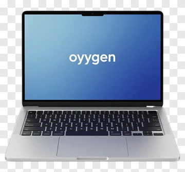 Laptop Displaying Oyygen Logo PNG