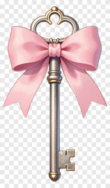 Key With Pink Ribbon PNG