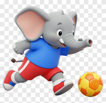 Cartoon Elephant Playing Soccer PNG