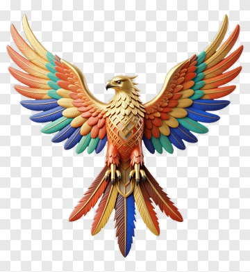Colorful Phoenix With Detailed Feathers PNG