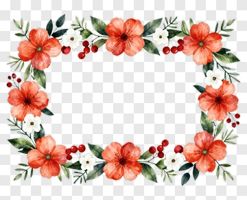 Floral Wreath With Red And White Flowers PNG