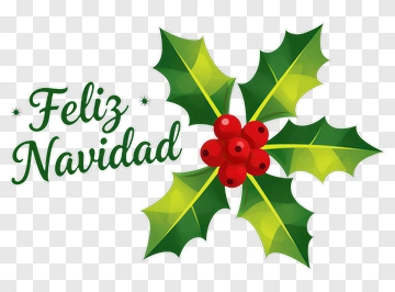 Holly Branch With Feliz Navidad Text PNG