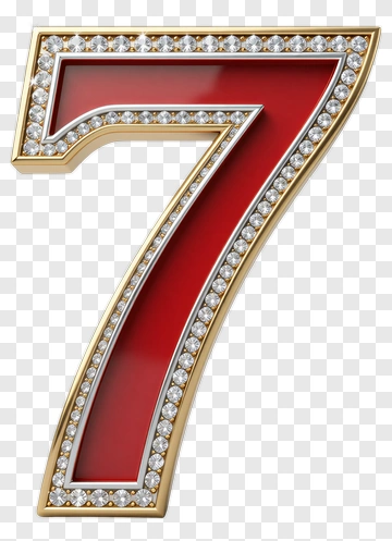 Red Number Seven With Diamonds PNG