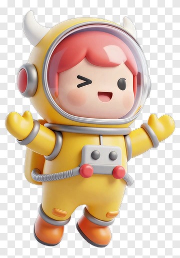 3D Astronaut Character Winking PNG