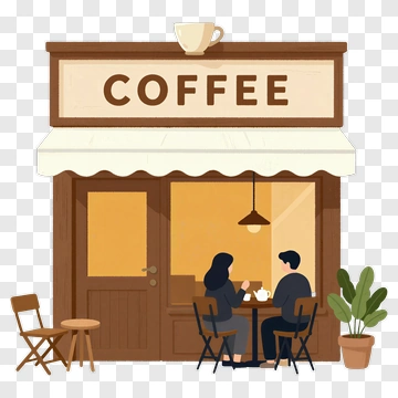 Couple At A Coffee Shop PNG