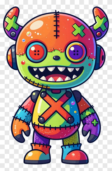 Colorful Cartoon Monster Toy PNG