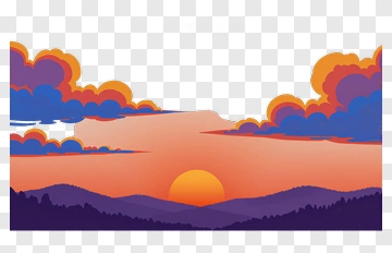 Colorful Sunset Over Mountains PNG