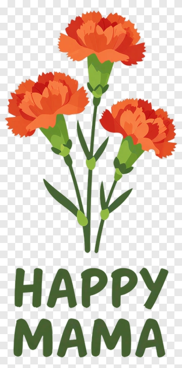 Happy Mama With Orange Carnations PNG
