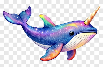 Colorful Cartoon Narwhal PNG