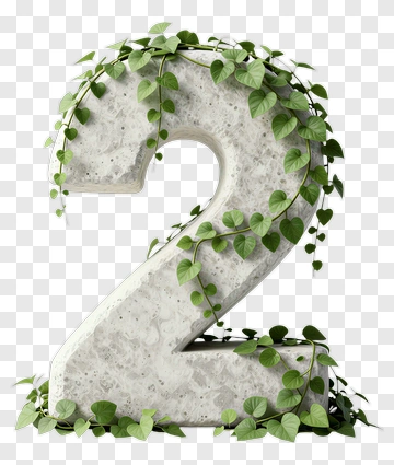 Concrete Number Two Covered In Green Vines PNG