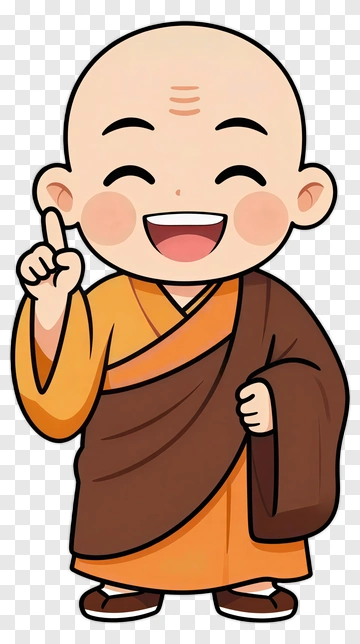 Cartoon Monk Smiling And Pointing PNG
