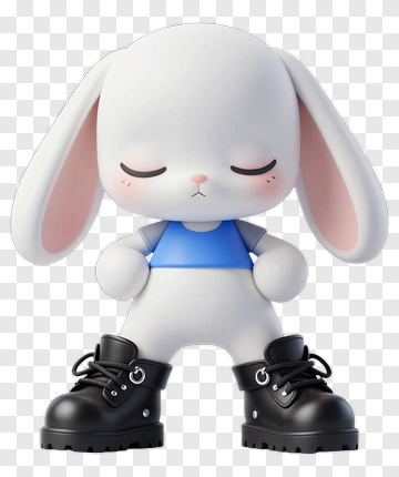3D Cartoon Rabbit In Black Boots PNG