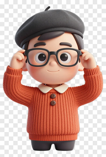 Cartoon Boy Wearing Glasses And A Beret PNG